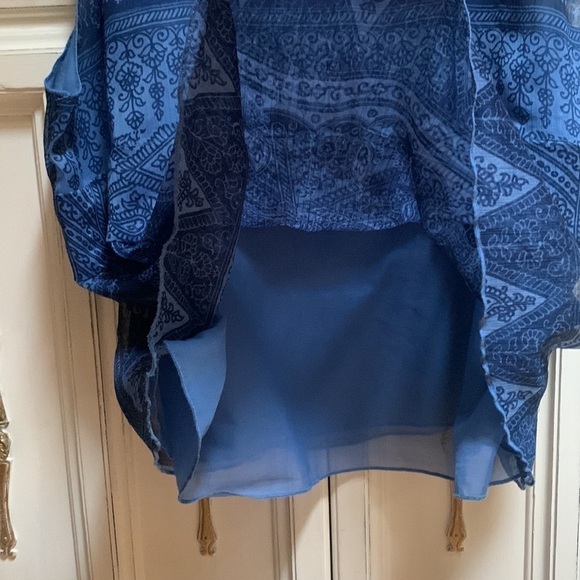 CONVERSE Women’s Blue Paisley Flowing Tie Tank Top Blouse XL - Picture 5 of 14